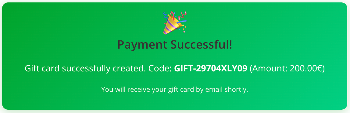 Payment confirmation